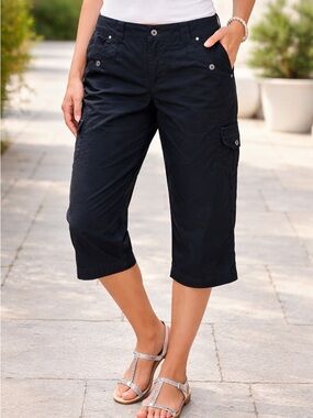 Gloria Vanderbilt Black Cargo Capris Utility Pant 16W